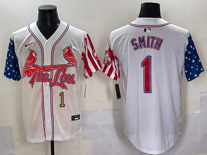 Men 2025 St.Louis Cardinals #1 Smith White a generation of national flags Joint Name Nike MLB Jersey style 1